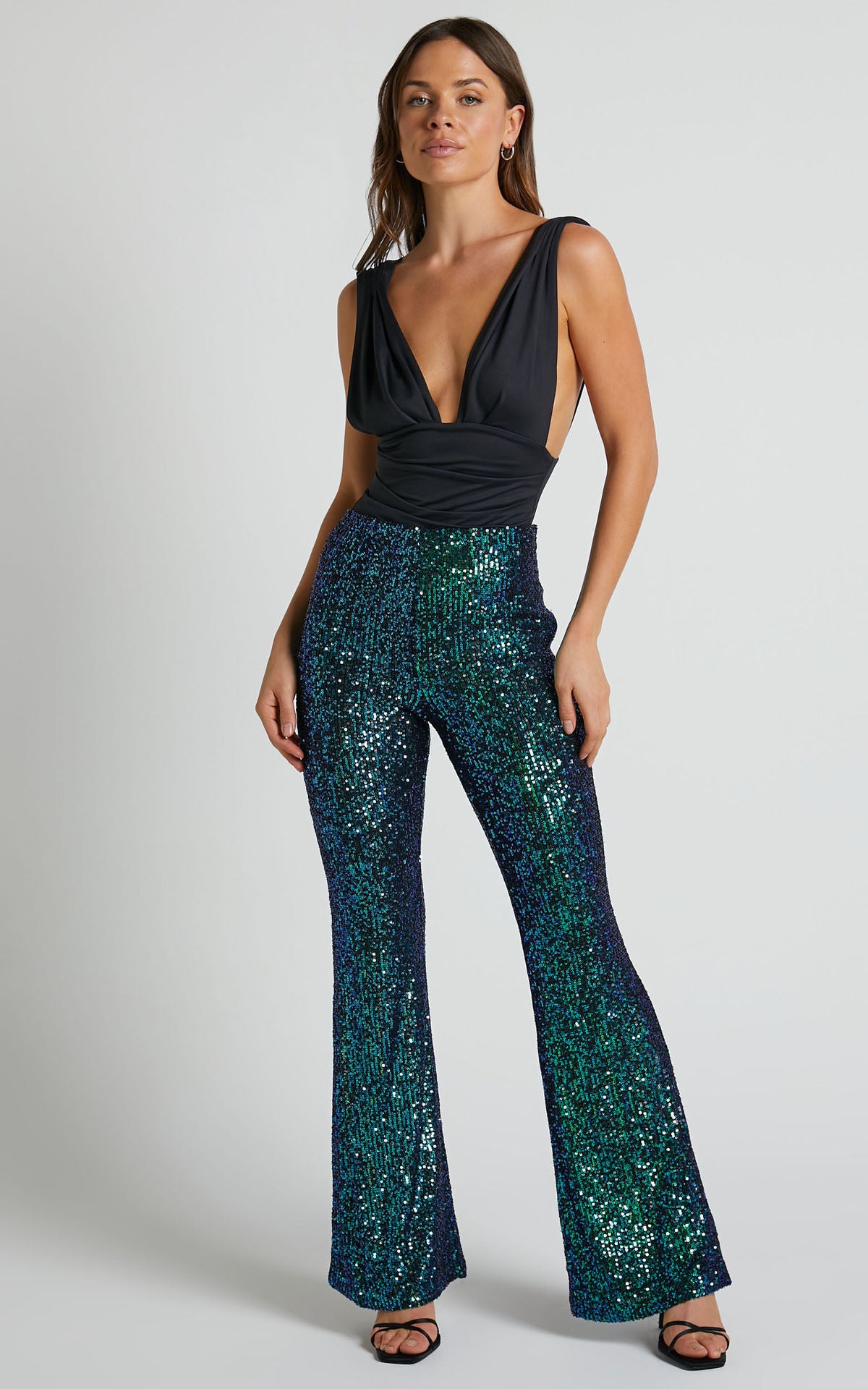 Fashion High Waist Sequined Trumpet Pants for Women