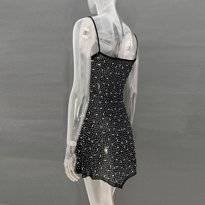 Sexy Diamond See Through Short Mini Party Dresses