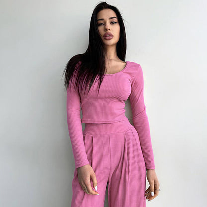 Casual Two Pieces Long Sleeves Tops & Pants