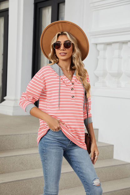 Casual Striped Long Sleeves Hoodies
