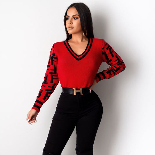 Fashion Letter F Design Knitted Sweaters