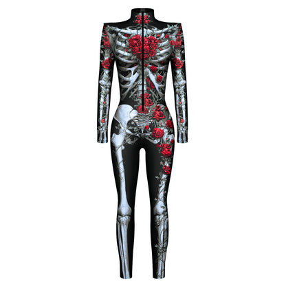 Halloween Skeleton Long Sleeves Jumpsuits Cosplay Costumes