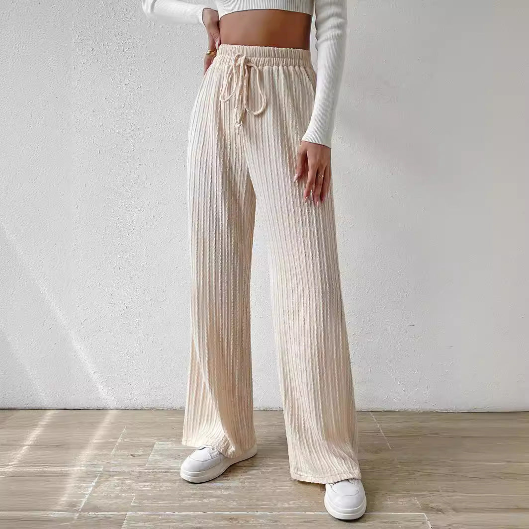 Casual Elastic High Waist Wide Legs Pants for Women