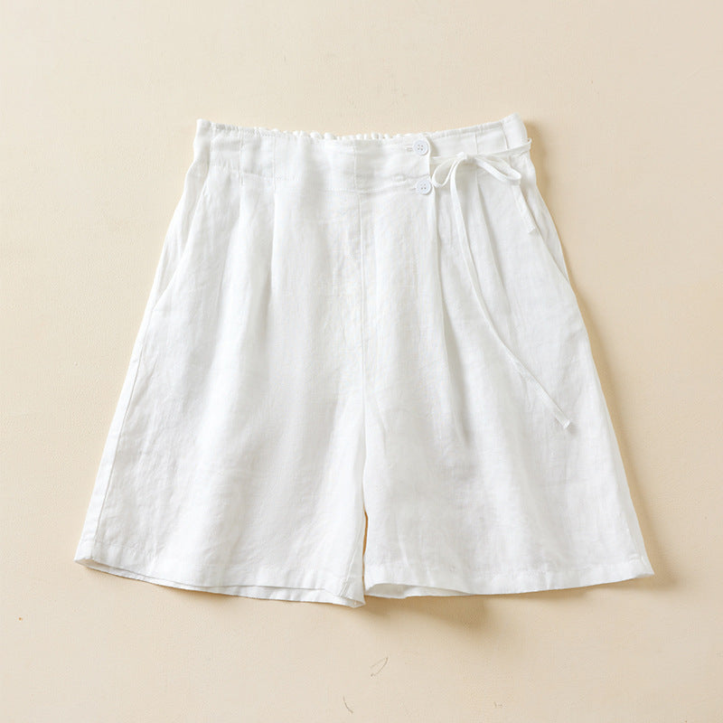 Casual Linen Elastic Waist Summer Plus Sizes Shorts