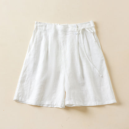 Casual Linen Elastic Waist Summer Plus Sizes Shorts