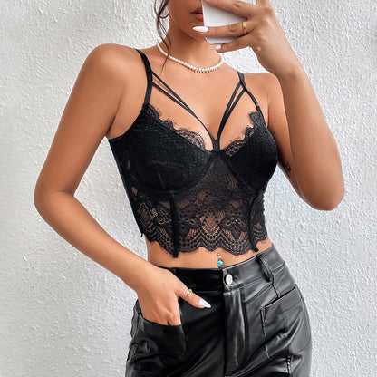 Sexy Lace Fishbone Short Tank Tops
