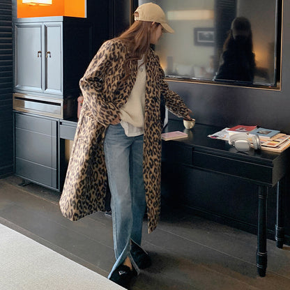 Fashion Leopard Long Overcoat for Women