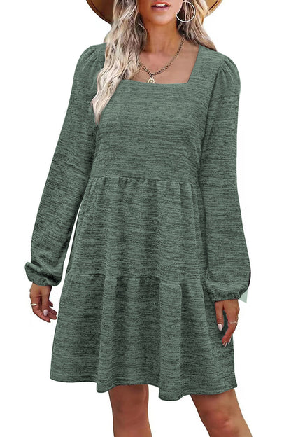 Fashion Square Neckline Fall Mini Dresses
