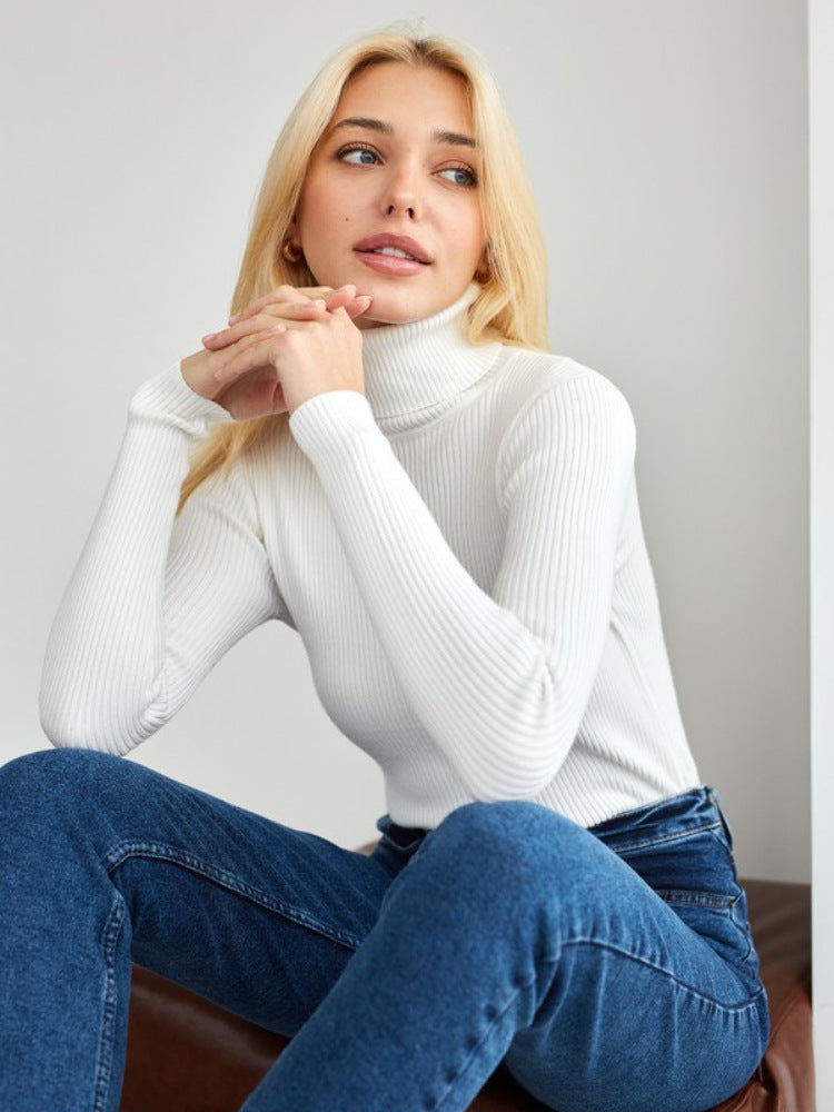Sexy High Neck Knitted Sheath Sweaters