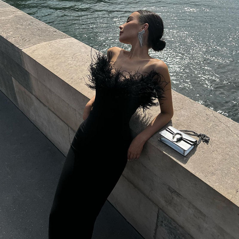 Sexy Strapless Mermaid Black Dresses