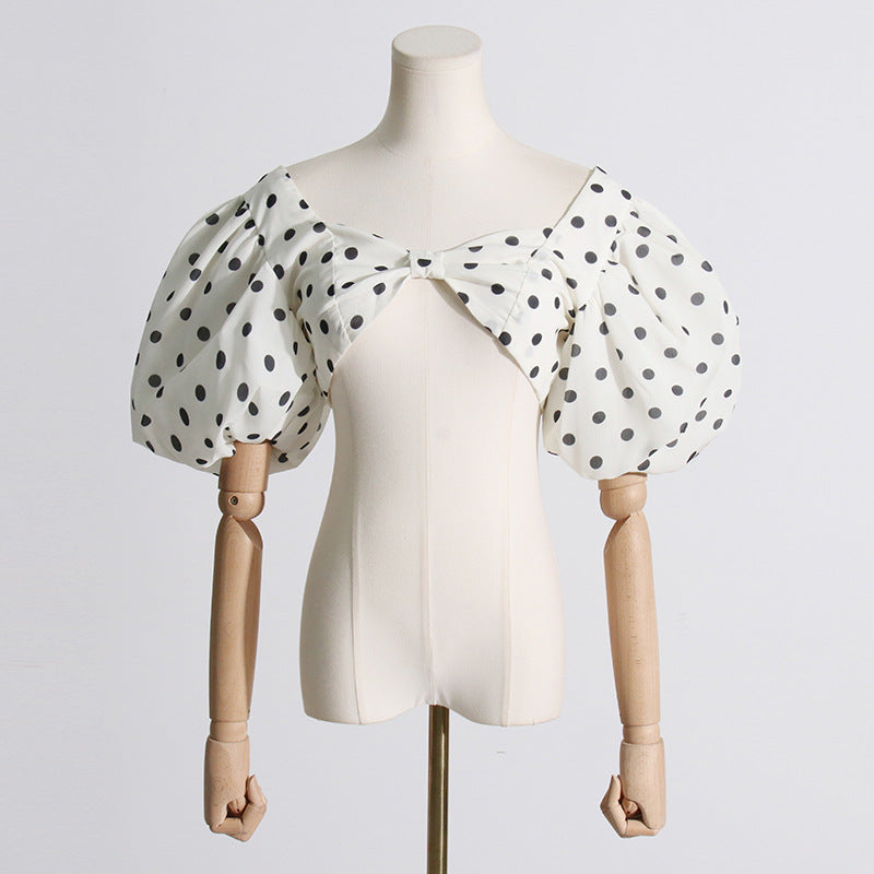Designed Puff Sleeves Short Tops and Split Skirts Suits