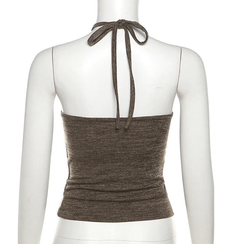 Fashion Sleeveless Brown Short Tank Tops