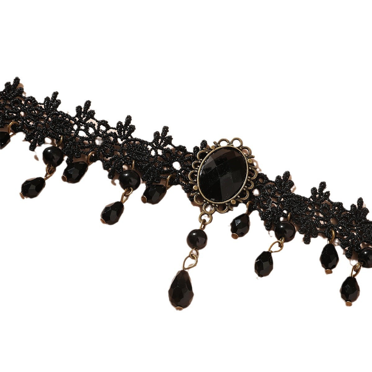 Fashion Personality Retro Black Lace Gothic Collarbone Chain Exaggerated Pendant Lace Necklace