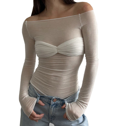 Sexy Off The Shoulder See Through Women Tops