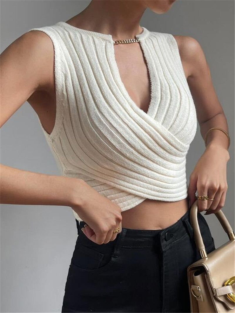 Sexy Chain Crossed Knitted Tank Tops