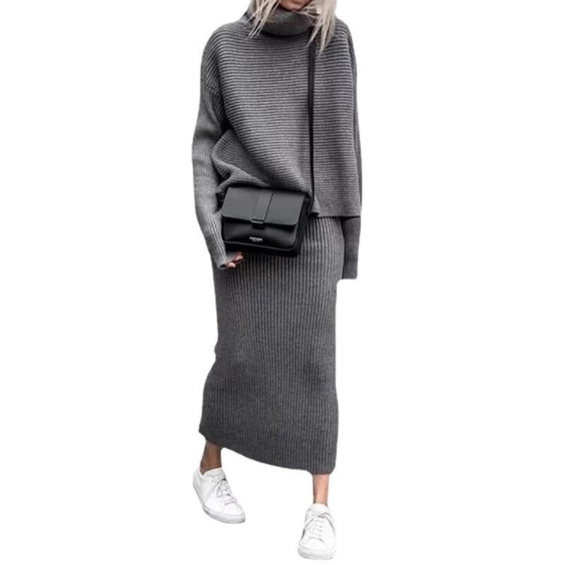 Casual Fashion Two Pieces Knitted Sweaters & Skirts