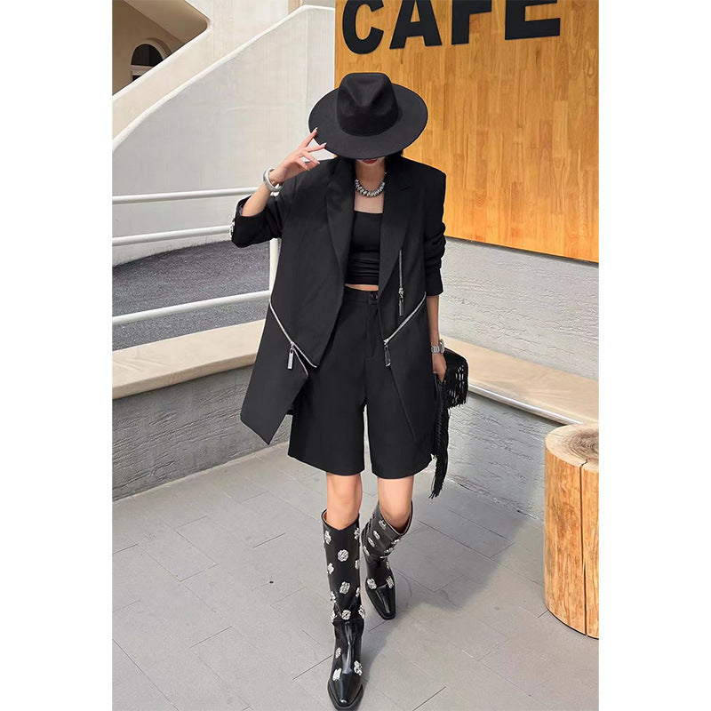 Designed Fashon Zipper Blazer Coat