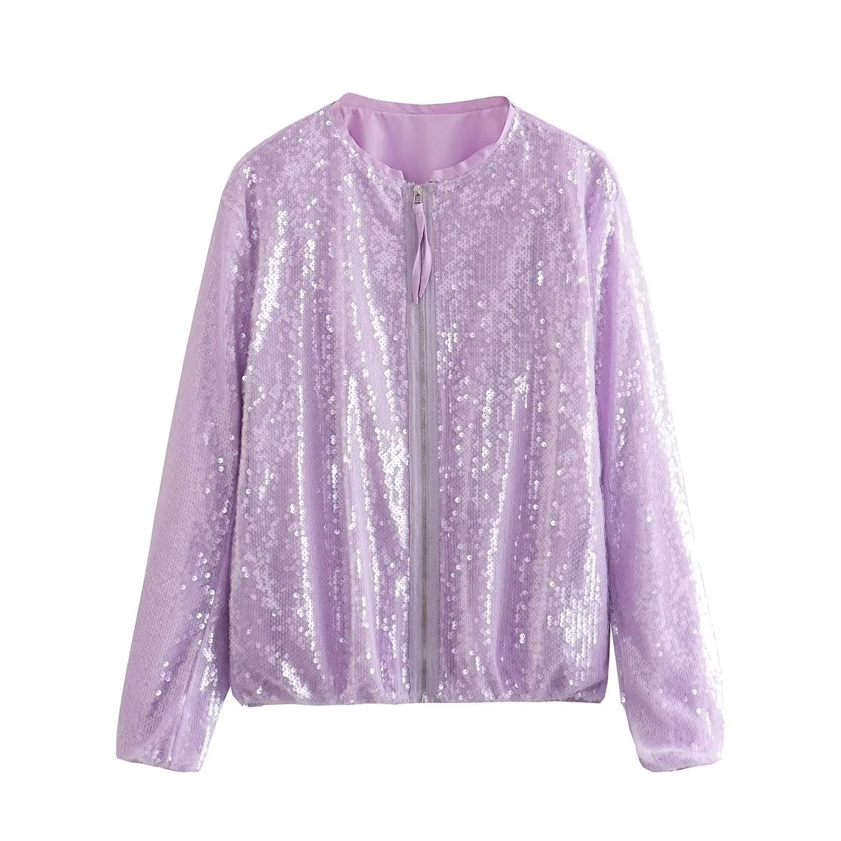 Fashion Sequined Round Neck Top Coats