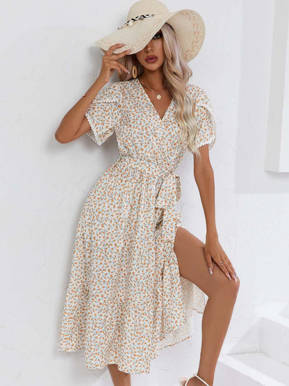 Leisure Summer V Neck Women Midi Dresses
