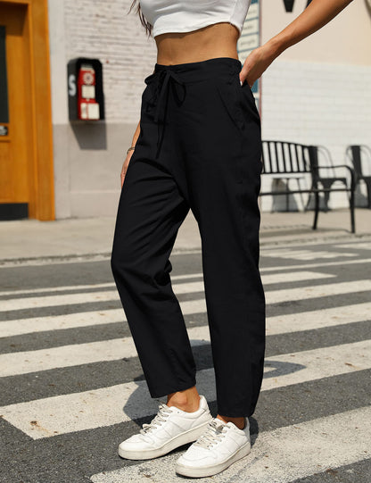 Casual Linen Drawstring Women Pants