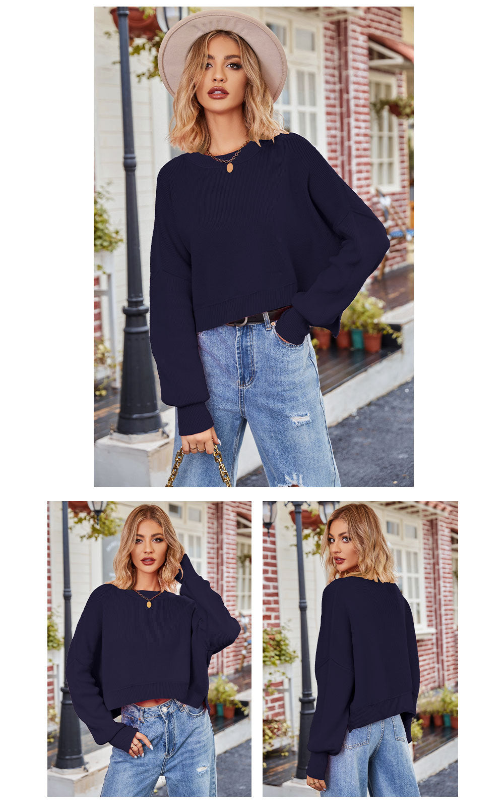 Fashion Round Neck Knitted Pullover Sweaters