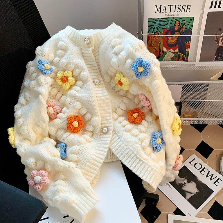 3d Designed Handmade Knitted Flower Cardigans