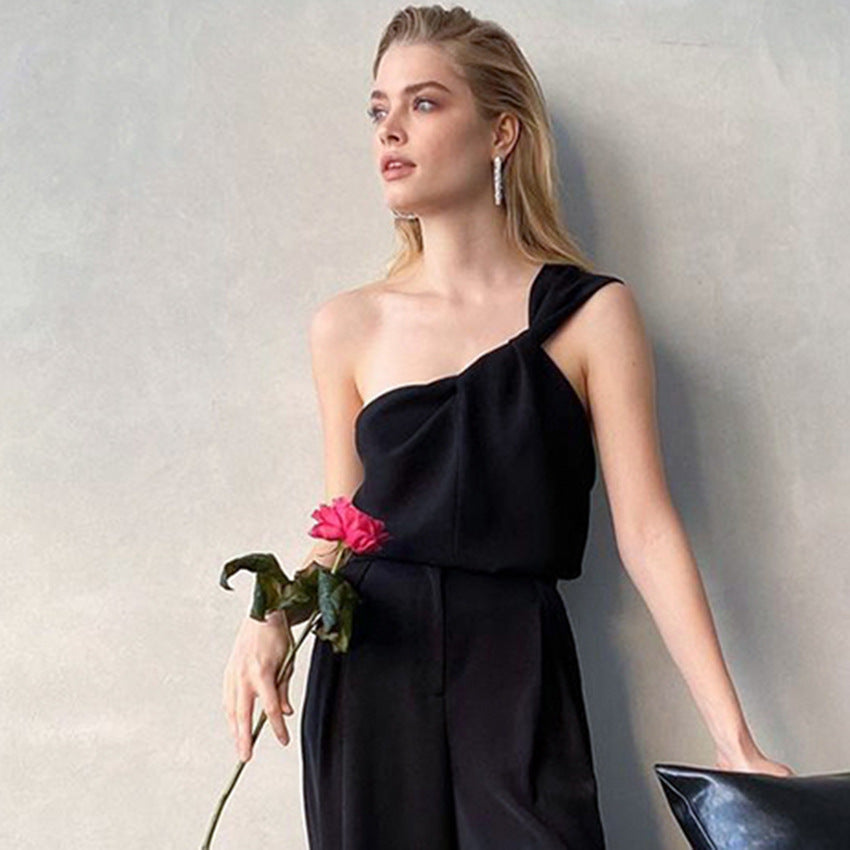 Sexy Satin One Shoulder Women Crop Tops