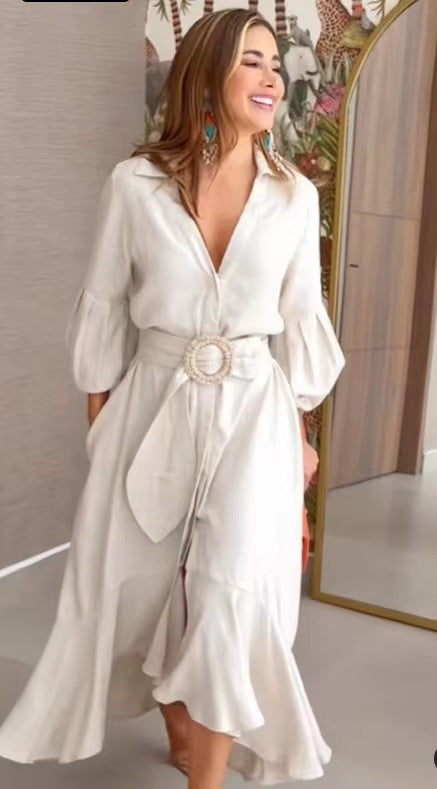 Fashion Long Sleeves Dresses with Pocket