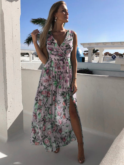 Leisure Chiffon Sleeveless Summer Long Dresses