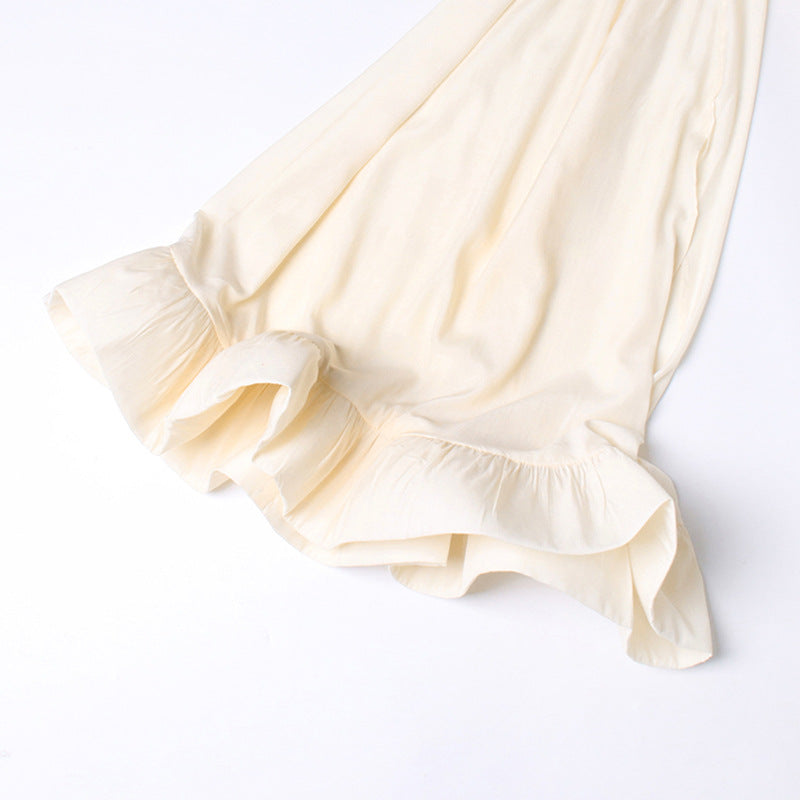 Designed V Neck Ruffled Long Sleeves Cloak Dresses