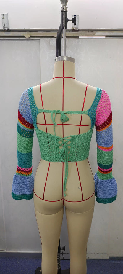 Fashion Colorful Striped Knitted Tops