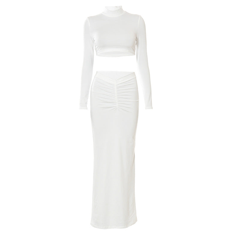 Sexy High Neck Women Tops & Skirts Suits