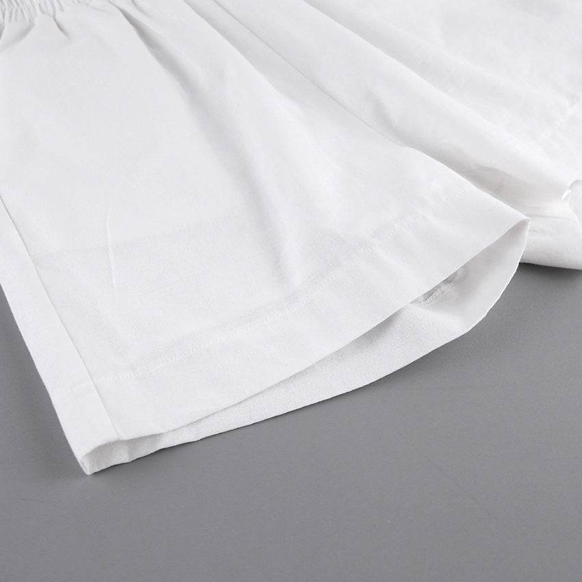 Summer Cotton Long Sleeves Shirts and Shorts Suits