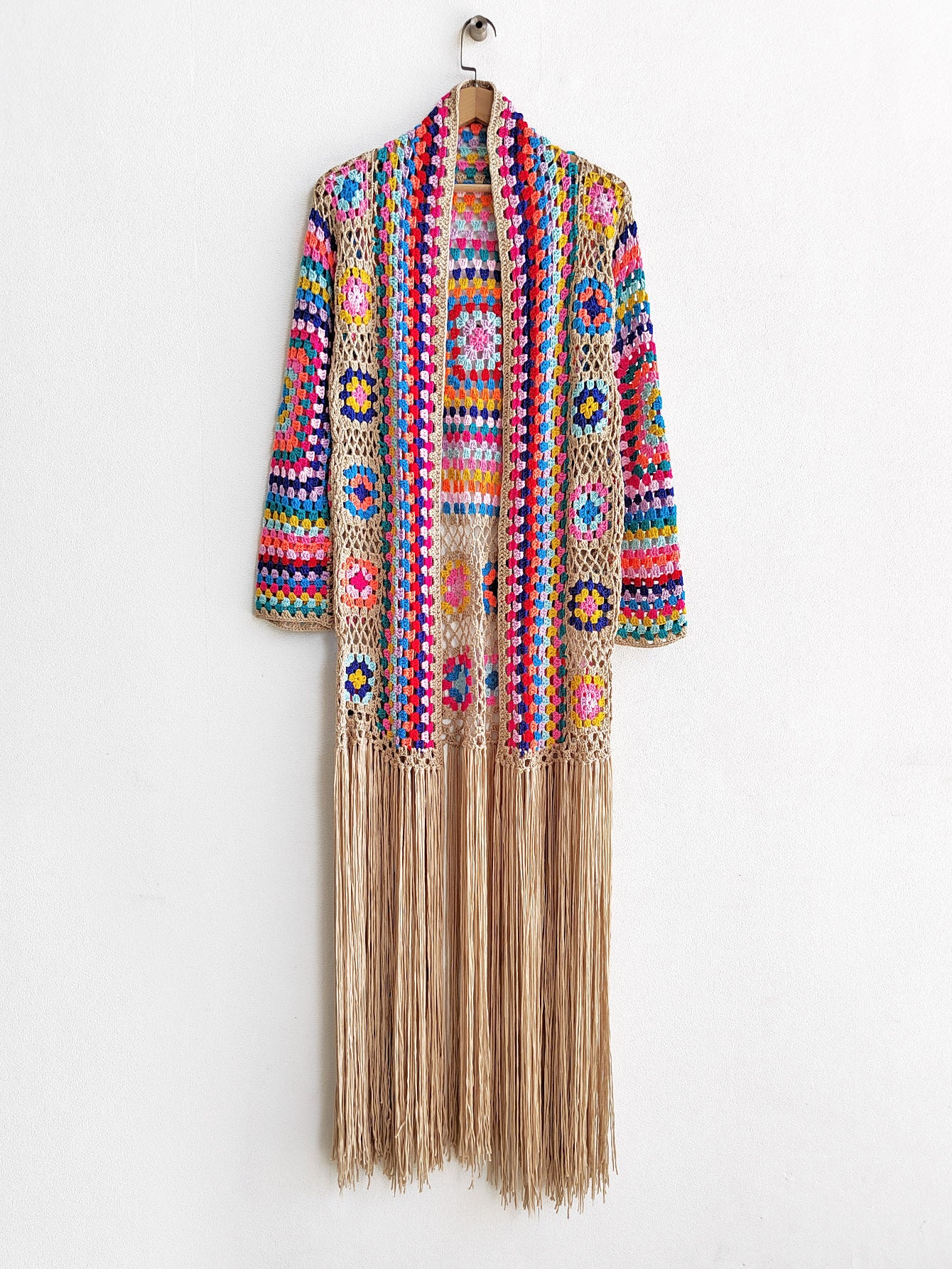 Colorful Crochet Irregular Tassels Coats for Women