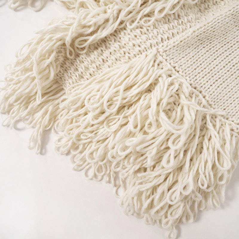 Fashion Long Sleeves Tassels Knitted Sweaters