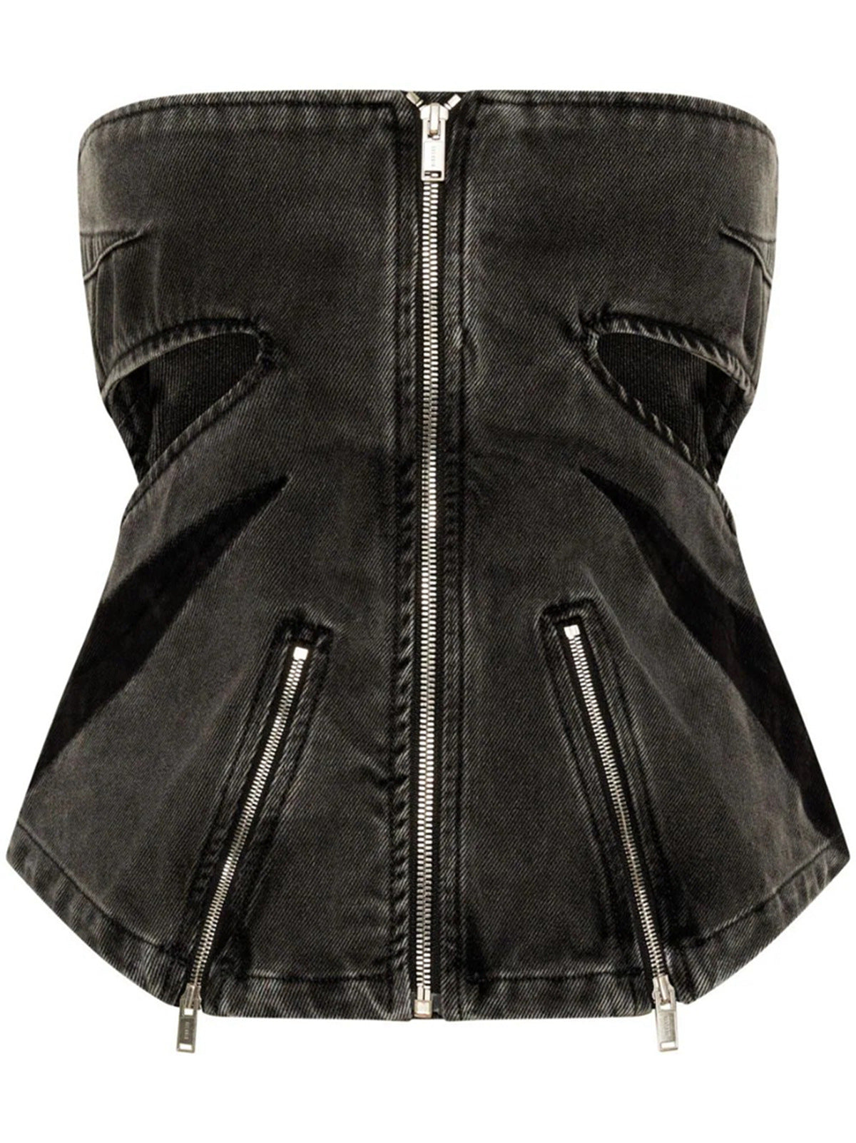 Designed Denim Strapless Tops and Jeans