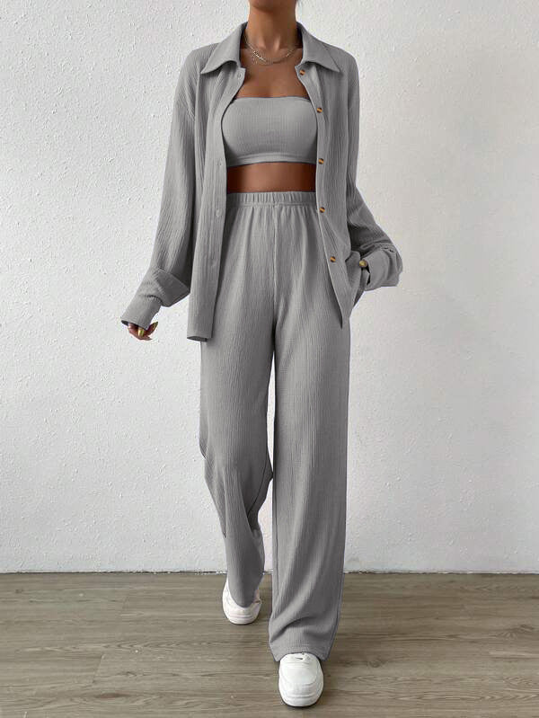 Casual Summer Turnover Collar Two Pieces Suits