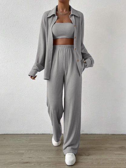 Casual Summer Turnover Collar Two Pieces Suits