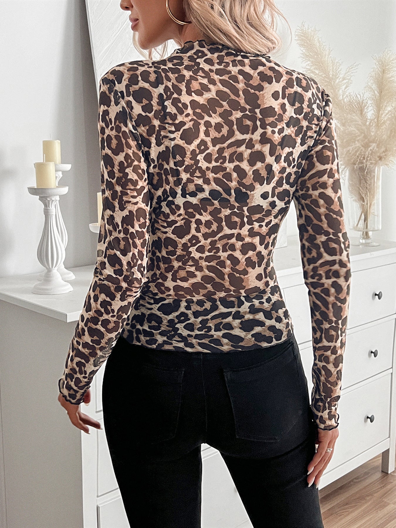 Sexy Net Sheath Long Sleeves T Shirts