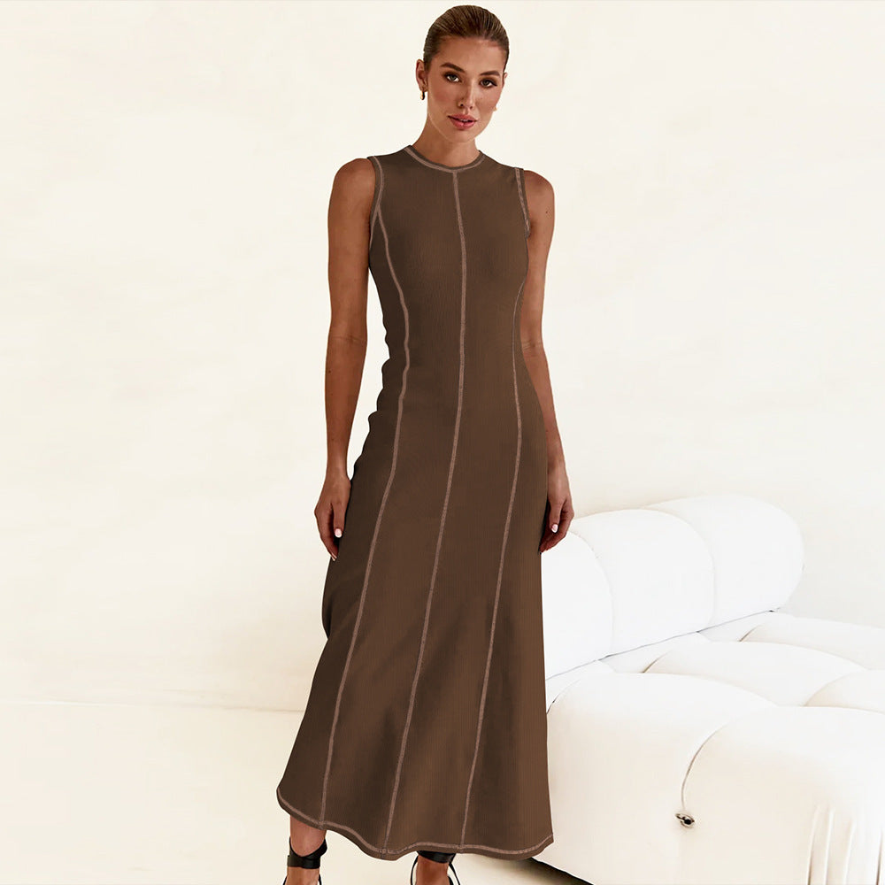 Designed Vintage Knitted Sleeveless Long Dresses