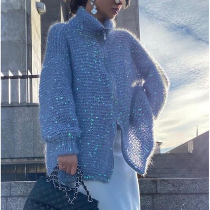 Fashion Sequined V Neck Sweaters for Women