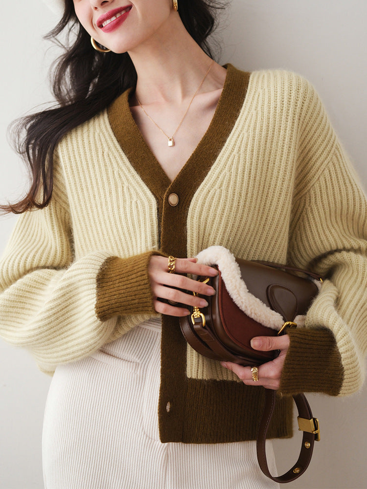 Fashion V Neck Lazy Style Knitted Cardigan Sweaters