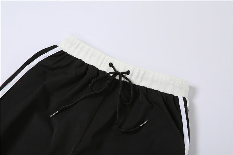 Fashion Black High Waist Black Ankle Tied Pants