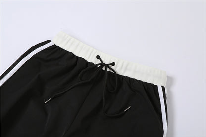 Fashion Black High Waist Black Ankle Tied Pants