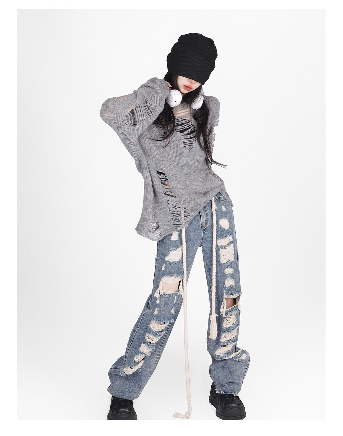 Casual Broken Holes Long Sleeves Knitted Sweaters