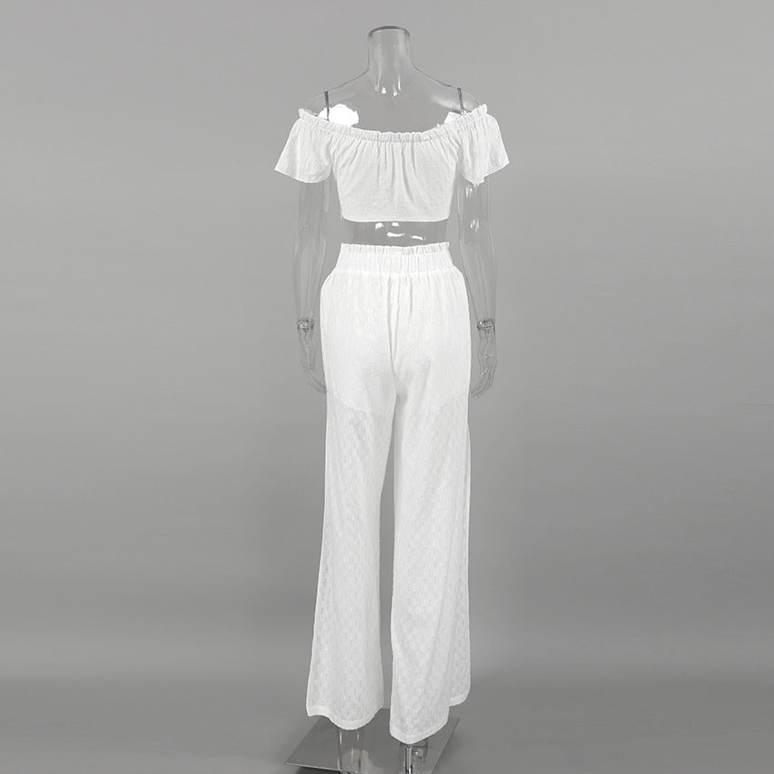 Sexy Designed Ruffled White Two Pieces Sets for Women