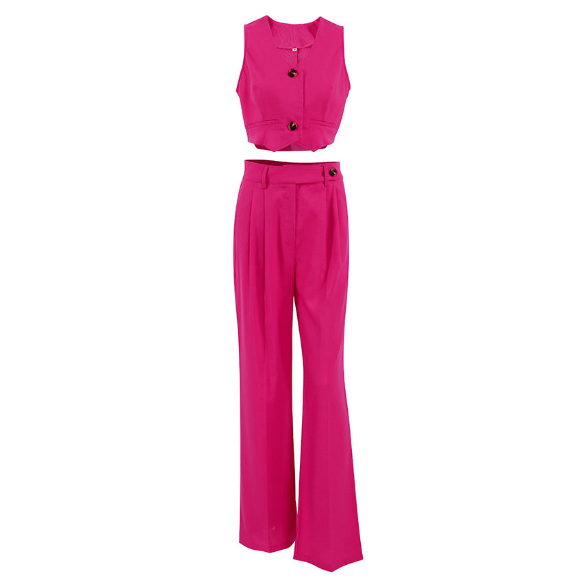 Casual Summer Sleeveless Vest and Long Pants Suits