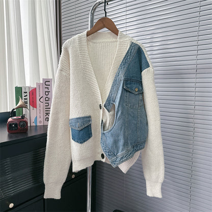 Designed Casual V Neck Knitted Cardigan Sweaters