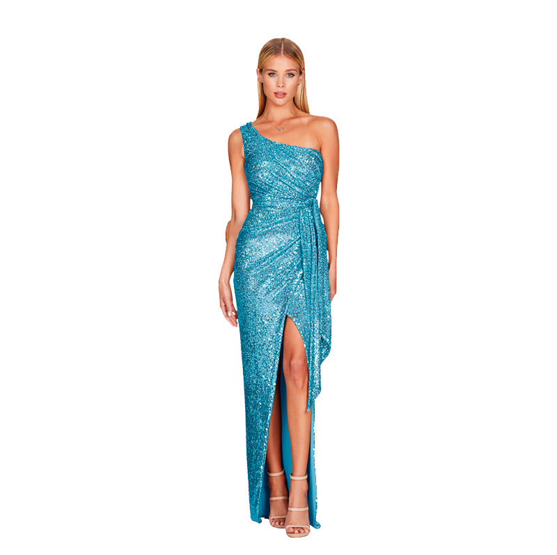 Sexy Sequined One Shoulder Party Dresses