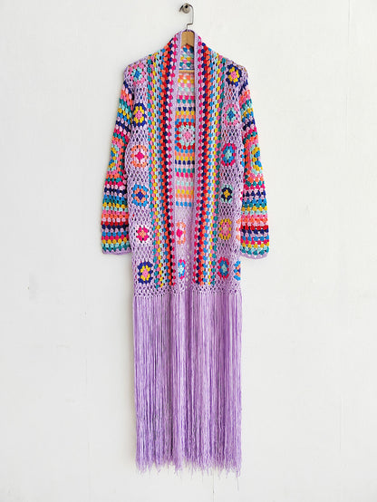 Colorful Crochet Irregular Tassels Coats for Women